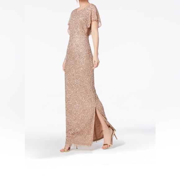 Adrianna Papell Gold Sequin Dress - mordernwear.com